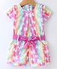 Dew Drops Poplin Half Sleeves Jumpsuit With Butterfly Print -Multicolor
