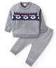 Babyhug Knit Full Sleeves Sweater & Pant Set Santa Claus Design - Grey & Rust
