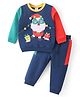 Babyhug Cotton Knit Full Sleeves T-Shirt & Lounge Pants Set With Santa Claus Applique - Navy