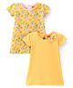 Babyhug Single Jersey Knit Half Sleeves Frocks With Floral Print & Bow Applique Pack Of 2 - Multicolor
