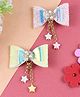 Asthetika Set Of 2 Glitter Bows Floral Charms Hair Clip -  Pink Yellow