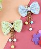 Asthetika Set Of 2  Floral Bows Tassels Hair Clip - Blue Yellow