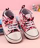Babyoye Printed Booties with Velcro & Lace Closure - Red