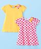 Babyhug Single Jersey Knit Half Sleeves Frocks With Floral Print & Bow Applique Pack of 2 - Mustard & Pink