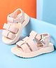 Oh! Pair Velcro Closure Sandals with Butterfly Applique - Pink