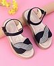 Oh! Pair Party Sandals with Velcro Closure & Rhinestone  Detailing - Black