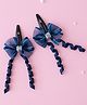 Ribbon candy Shimmer Bow Detailed Tic Tac Hair Clips - Navy Blue & Silver
