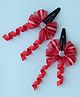 Ribbon candy Shimmer Bow Detailed Tic Tac Hair Clips - Red & Silver