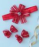Ribbon candy Set Of 3 Bow Detailed Headband & Hair Clips - Red & Golden