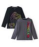 Primo Gino 100% Cotton Knit Full Sleeves T-Shirt With Text Print Pack Of 2- Black & Grey