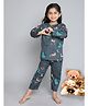 Little Clothing Cotton Woven Full Sleeves Animals Printed Coordinating Top & Pajama Set - Grey