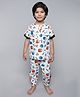 Little Clothing Cotton Woven Half Sleeves Geometry Printed Coordinating Shirt & Pajama Set - White