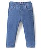 Babyhug Full Length Denim Washed Jeans with Stretch - Medium Blue