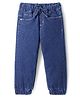 Babyhug Full Length Stretchable Denim Washed Joggers - Dark Blue