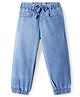 Babyhug Full Length Stretchable Denim Washed Joggers - Medium Blue