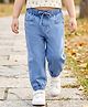 Babyhug Full Length Stretchable Denim Washed Joggers - Medium Blue