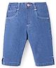 Babyhug Cotton Spandex Capri Length Stretchable Solid Jeans - Medium Blue