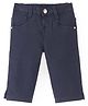 Babyhug Cotton Spandex Capri Length Stretchable Solid Jeans - Black