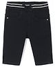 Babyhug Cotton  Denim Ribbed Waist Capri with Ribbon Detailing - Black