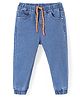 Babyhug Denim Full Length Joggers With Stretch - Medium Blue