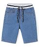 Babyhug Denim Knee Length Jamaican with Ribbed Waist - Mid Blue