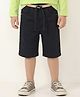 Babyhug Denim Knee Length Jamaican with Ribbed Waist - Black