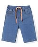 Babyhug Denim Knee Length Solid Stretchable Jamaican - Mid Blue