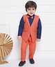 AJ Dezines Full Sleeves Solid & Striped 3 Piece Suit Set - Gajri