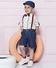 AJ Dezines Half Sleeves Animals Printed Shirt Shorts With Cap & Suspender Set - Green