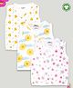 Kidbea Cotton Muslin Pack Of 3 Sleeveless Stars & Sunflowers Assorted Print Jhablas - White Yellow & Pink
