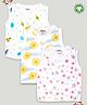 Kidbea Cotton Muslin Pack Of 3 Sleeveless Stars & Sunflowers Assorted Print Jhablas - White Yellow & Pink