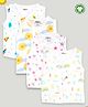Kidbea Cotton Muslin Pack Of 4 Sleeveless Stars & Sunflowers Assorted Print Jhablas - White Yellow & Pink