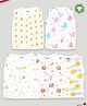 Kidbea Cotton Muslin Pack Of 5 Sleeveless Animals & Sunflowers Assorted Print Jhablas - Pink Blue & White