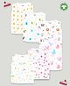 Kidbea Cotton Muslin Pack Of 6 Sleeveless Stars & Sunflowers Assorted Print Jhablas - White Blue & Yellow