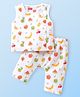 Babyhug 100% Cotton Sleeveless Jhabla & Pyjama Set Fruits Print - White