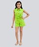 Olele Cotton Sleeveless Solid Playsuit - Green