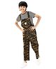 Olele Cotton Sleeveless Camouflage Printed Dungaree - Olive Green