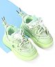 Oh! Pair Slip On Sneakers with Lace Up Closure & Smiley Applique - Green