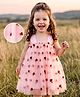 Kookie Kids Sleeveless Floral Embroidered Party Frock - Pink