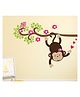 Wallstick Monkey with Tree wallsticker (Vinyl 90 cm x 65 cm)