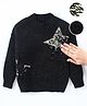 Babyhug Knitted Full Sleeves Shimmered Pullover Sweater with Reversible Sequins Detailing - Black