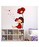 Wallstick Beautiful Girl with red Flowers wallstickers
