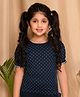 Kids Cave Half Sleeves Polka Dots Printed Top - Blue