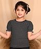 Kids Cave Half Sleeves Striped Printed Top - Black