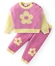 Babyhug Knitted Full Sleeves Winter Wear Suit With Floral Print - Pink