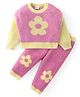 Babyhug Knitted Full Sleeves Winter Wear Suit With Floral Print - Pink