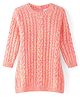 Babyhug Full Sleeves Cable Knit Woollen Dress - Light Peach