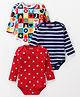 Babyhug 100% Cotton Knit Full Sleeves Alphabet Print Onesies Pack of 3 - Multicolour