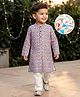 Babyhug Cambric Full Sleeves Printed Kurta Pyjama Set - White & Blue