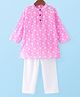 Babyhug Cotton Cambric Woven Full Sleeves Floral Embroidered Kurta Pyjama Set - Pink